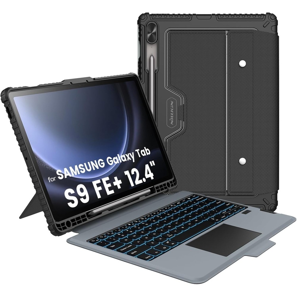 Nillkin Tab S9 FE‎ Plus 12.4 Keyboard Case Trackpad Backlit Rugged Cover